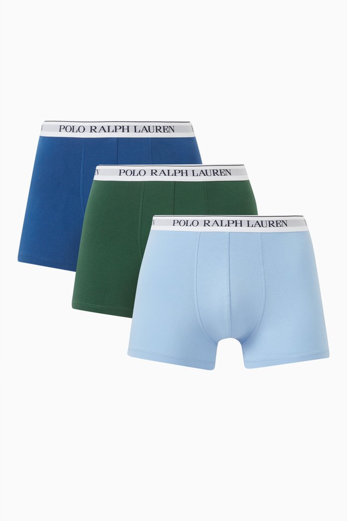 

Logo Trunks in Stretch Cotton, Set of 3, Multicolour