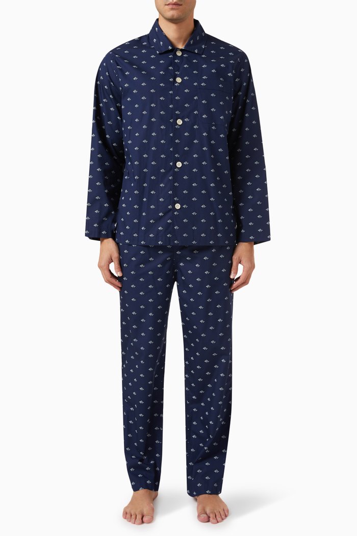 

Logo Pyjama Set in Cotton, Blue