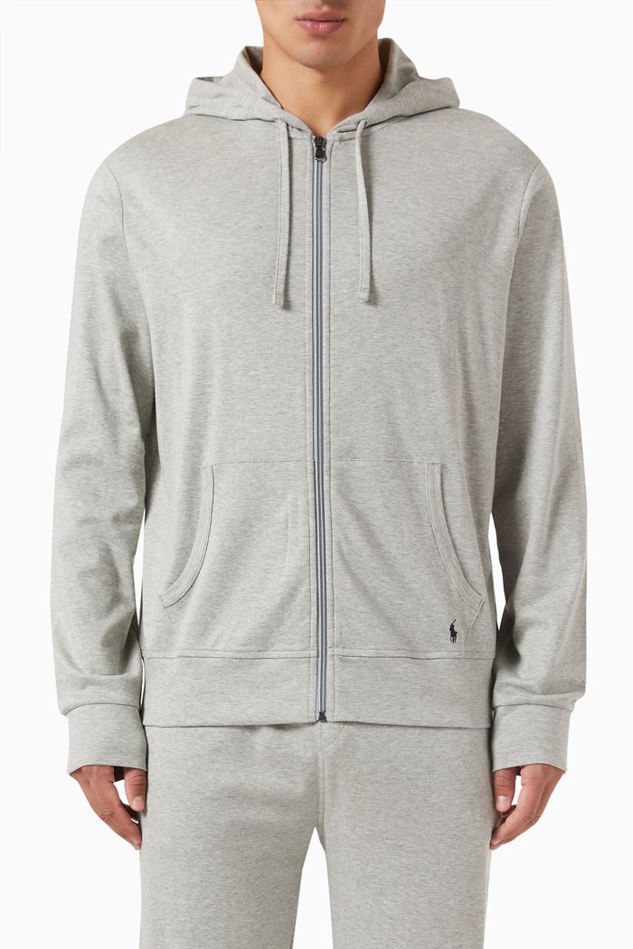 

Sleep Zip-up Hoodie in Cotton Jersey, Grey