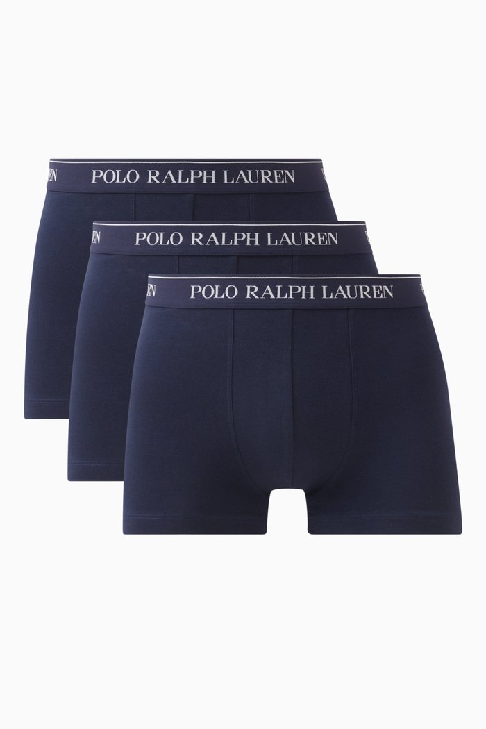 

Logo Trunks in Stretch Cotton, Set of 3, Blue