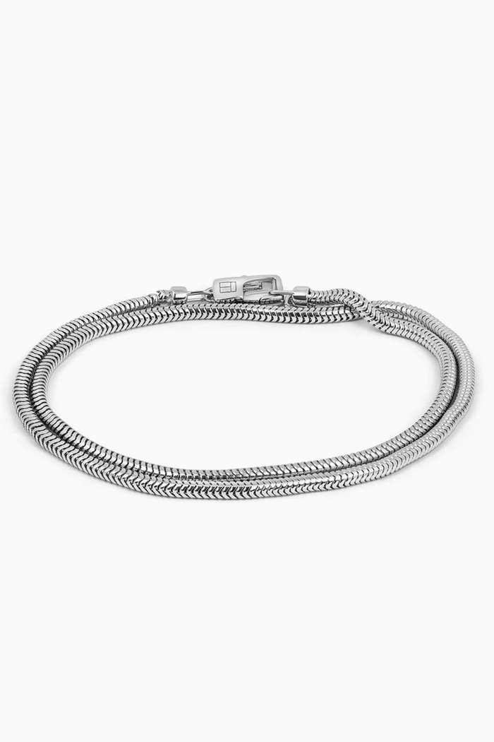 Serpente Double Wrap Bracelet In Rhodium Plated Sterling Silver