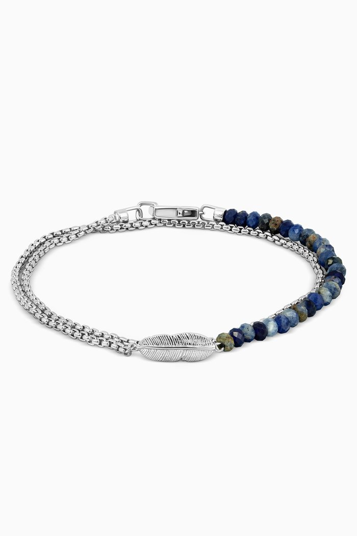 

Ipanema Plume Bracelet in Rhodium Plated Silver & Sodalite