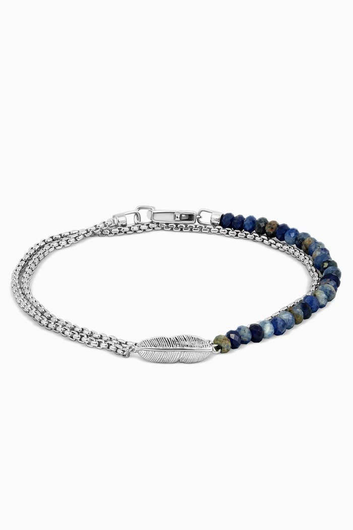 Ipanema Plume Bracelet in Rhodium Plated Silver & Sodalite