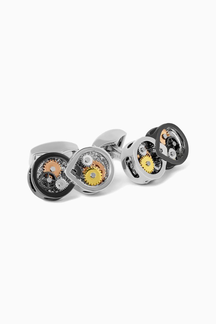 

Infinity Gear Cufflinks in Silver Palladium & Gunmetal Plated, Multicolour
