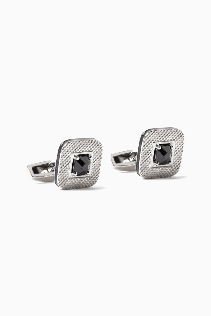 

Limited Edition Spinel Square Cufflinks in Rhodium-plated Sterling Silver, Blue