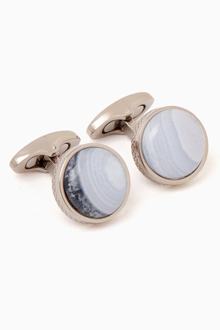 

Dome Cufflinks in Titanium & Agate, Blue