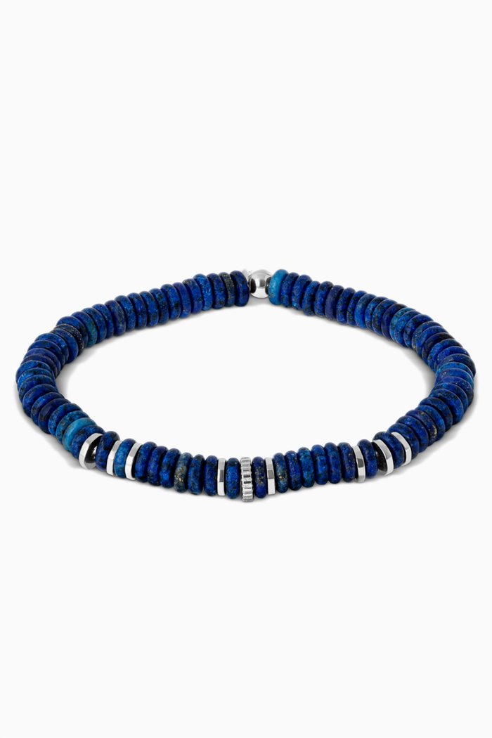 

Positano Bracelet in Rhodium Plated Sterling Silver & Lapis Lazuli, Blue