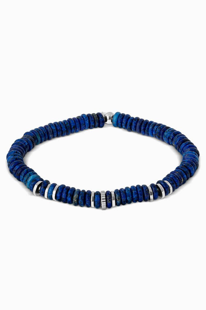 

Positano Bracelet in Rhodium Plated Sterling Silver & Lapis Lazuli, Blue