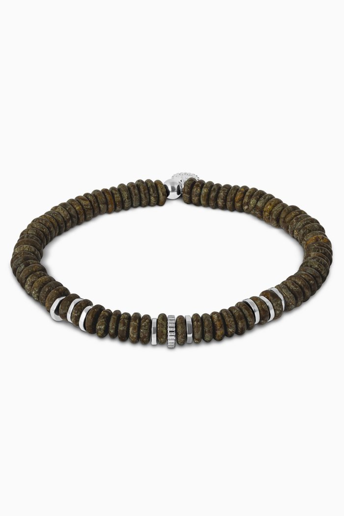 

Positano Bracelet in Rhodium Plated Sterling Silver & Obsidian, Brown