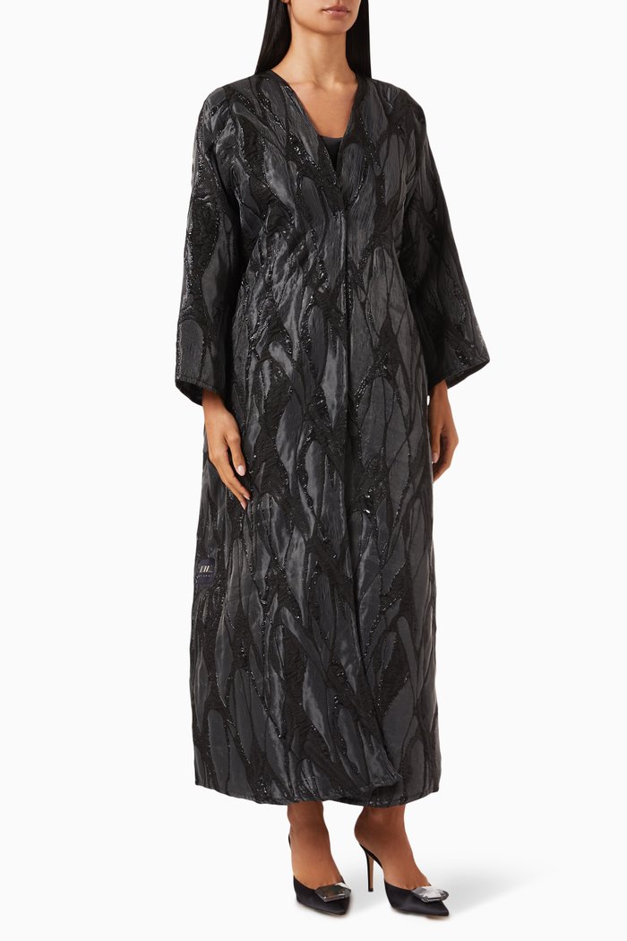 

Curve01 Abstract Abaya in Jacquard, Black