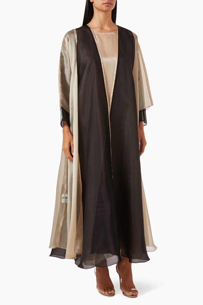 

Curve06 Layered Abaya Set in Organza, Neutral