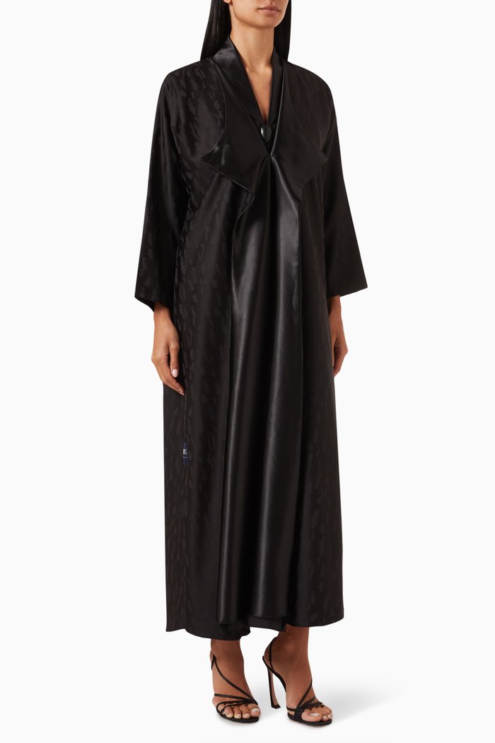

Fall01 Embellished Abaya Set in Jacquard, Black