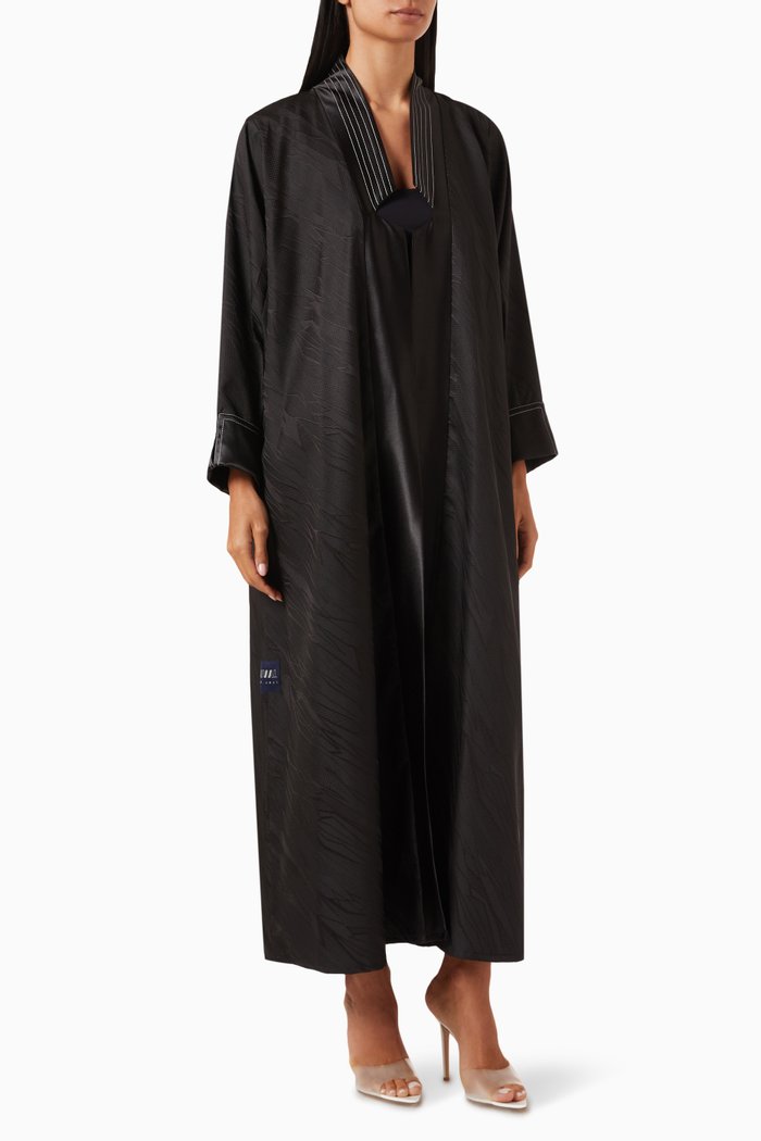 

Fall11 Stitched Abaya Set in Jacquard, Black