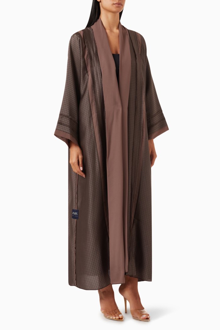 

Fall12 Stitched Abaya Set in Silk, Brown