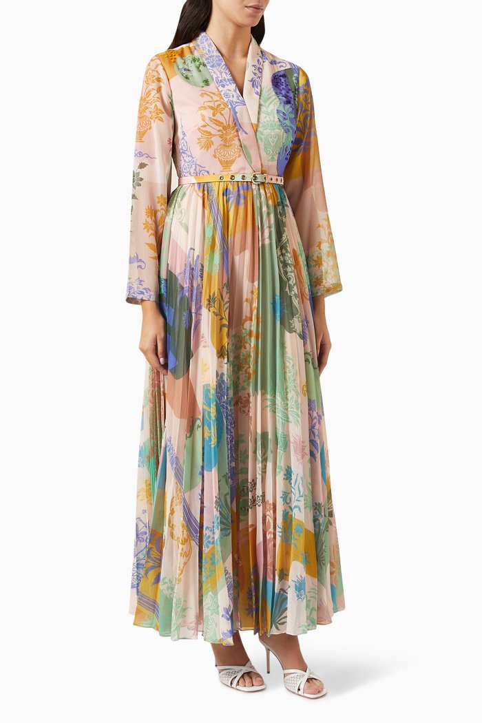 

Arch-B Pleated Maxi Dress in Chiffon, Multicolour
