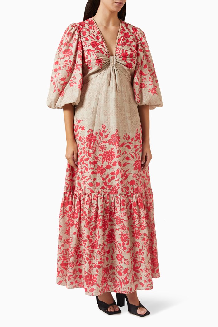

Arch-A Embellished Maxi Dress in Linen-blend, Orange