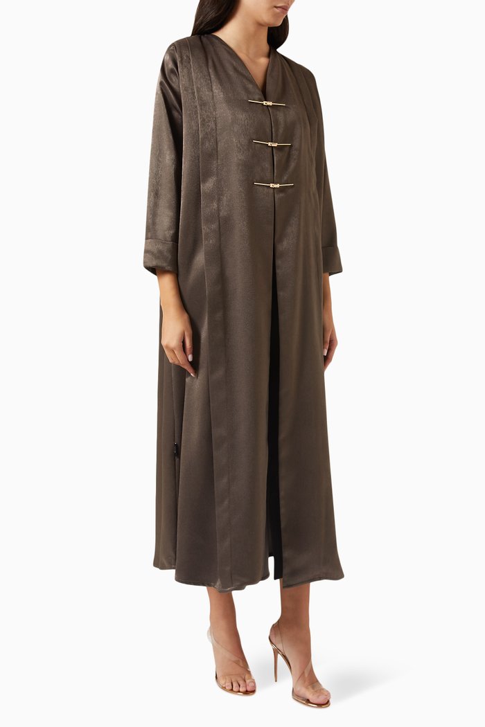 

Draped Abaya in Satin-crepe, Brown