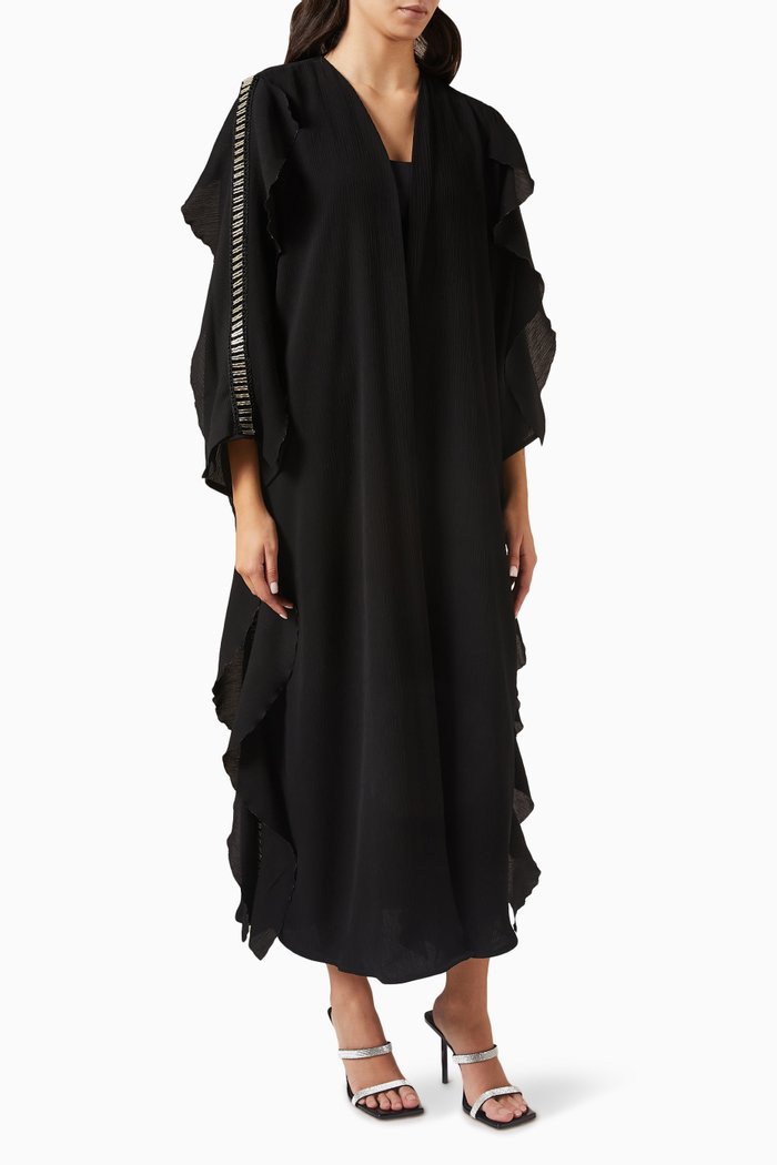 

Ruffled Abaya, Black