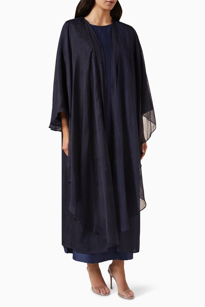 

3-piece Draped Abaya Set, Blue