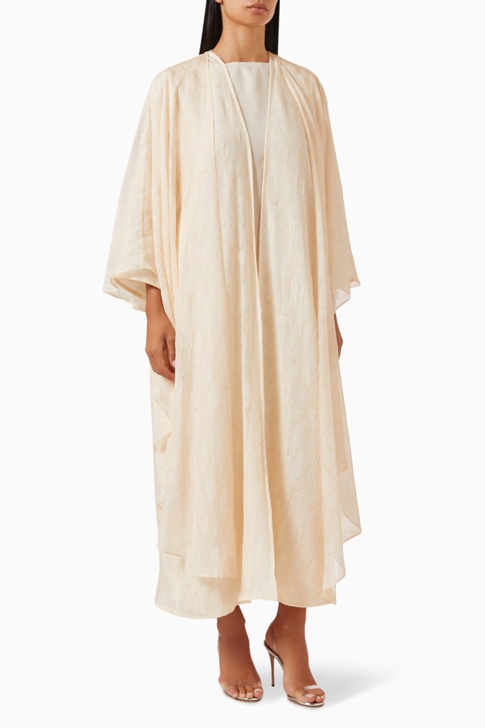 

3-piece Draped Abaya Set, Neutral
