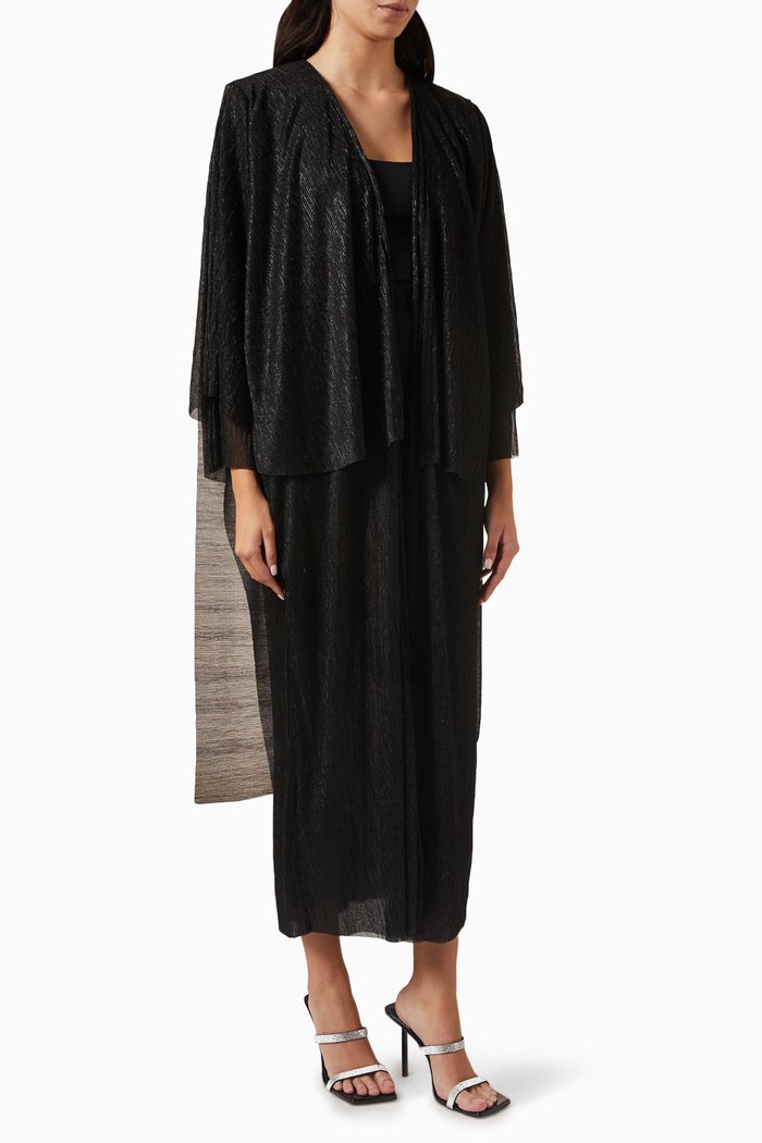 Shimmer Abaya in Plissé, Black
