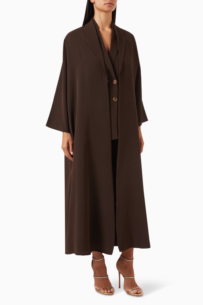 4-piece Vest Abaya Set, Brown