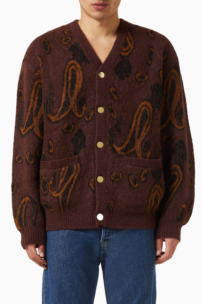 

Medford Cardigan in Wool Blend Knit, Brown