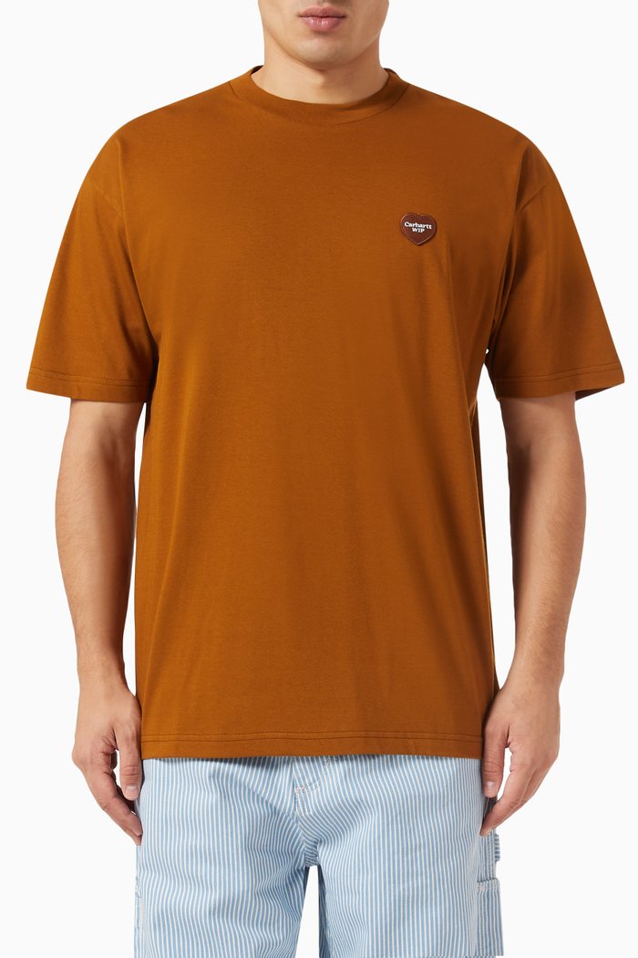 

Heart Patch T-shirt in Cotton-jersey, Brown