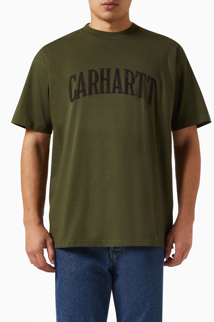 

Paisley Script T-shirt in Organic Cotton Jersey, Green