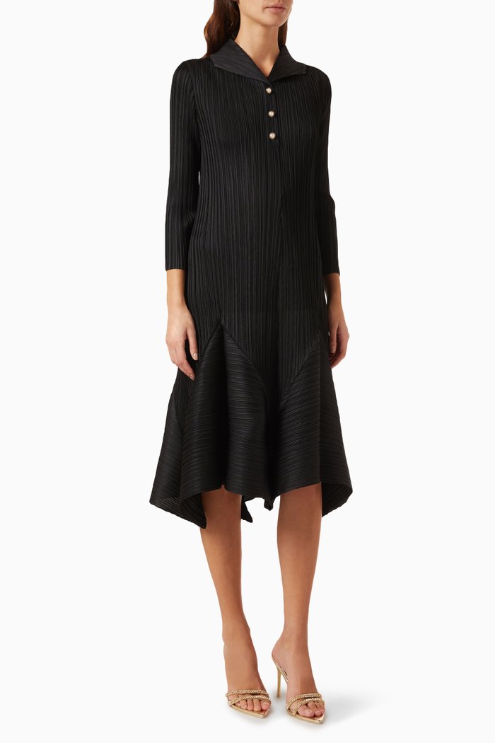 

Collar Tulip Hem Dress, Black