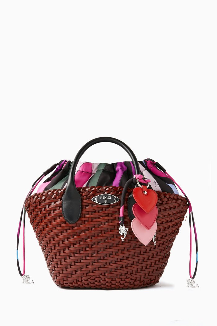 Abbracciami Tote Bag in Straw, Brown