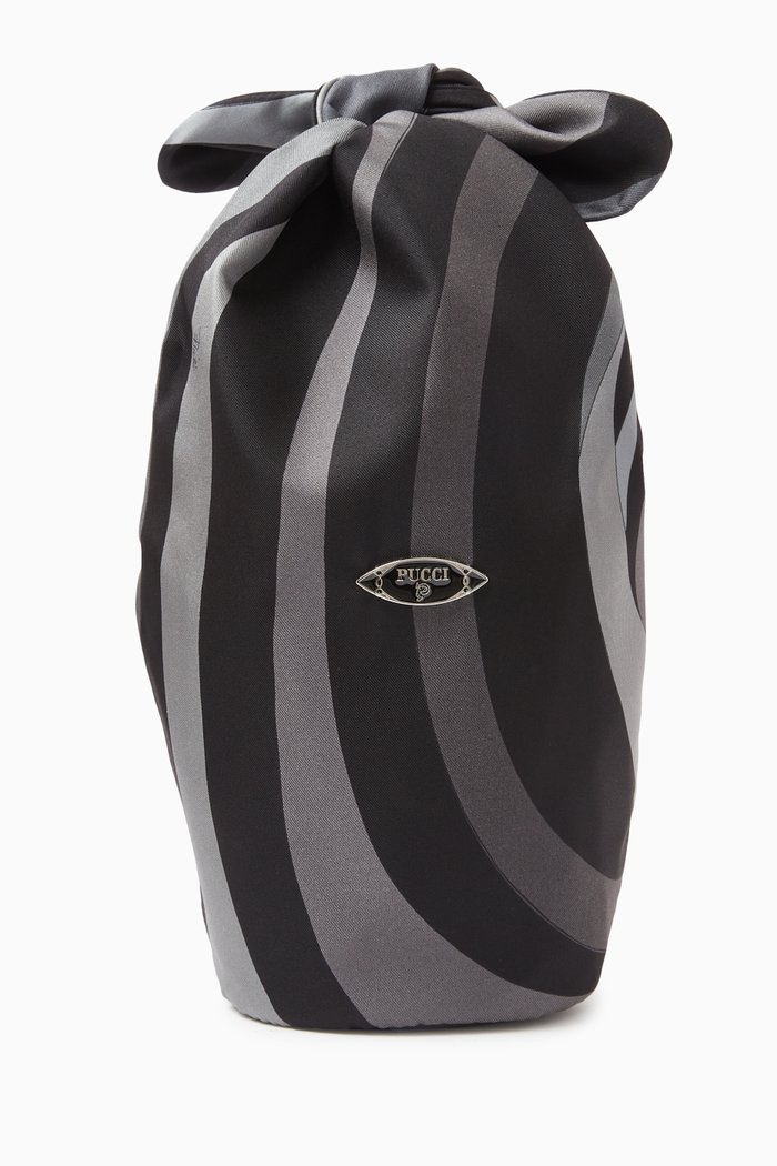 

Lido Marmo-print Bucket Bag in Silk-twill, Grey