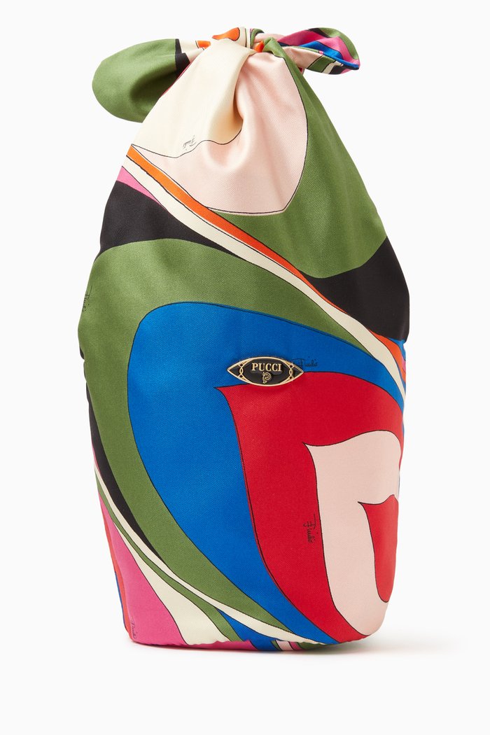 

Lido Onde-print Bucket Bag in Silk-twill, Multicolour