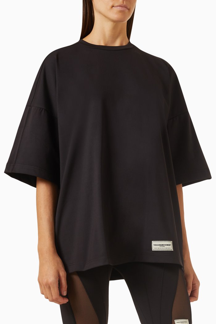 

Exaggerated-sleeve T-shirt in Softskin100©, Black