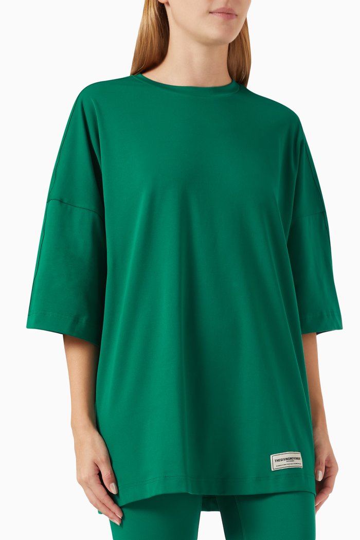 

Exaggerated-sleeve T-shirt in Softskin100©, Green