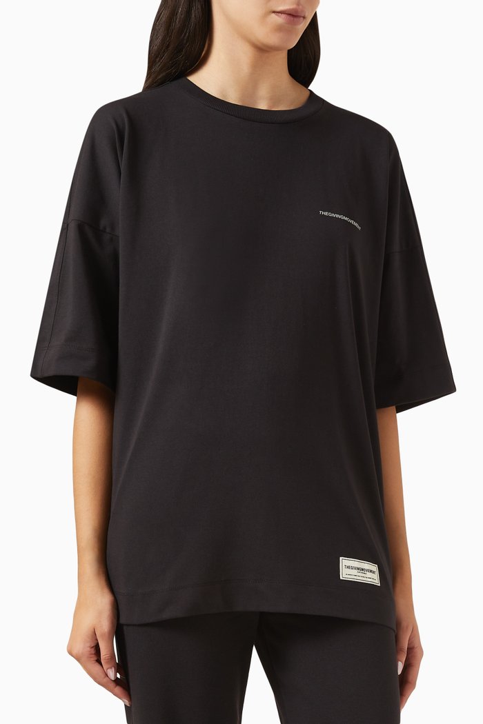 

Reflective Exaggerated-sleeve Super-oversized T-shirt in Cottonsey100©, Black