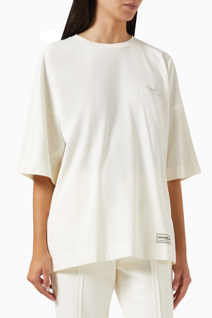 

Reflective Exaggerated-sleeve Super-oversized T-shirt in Cottonsey100©, Neutral