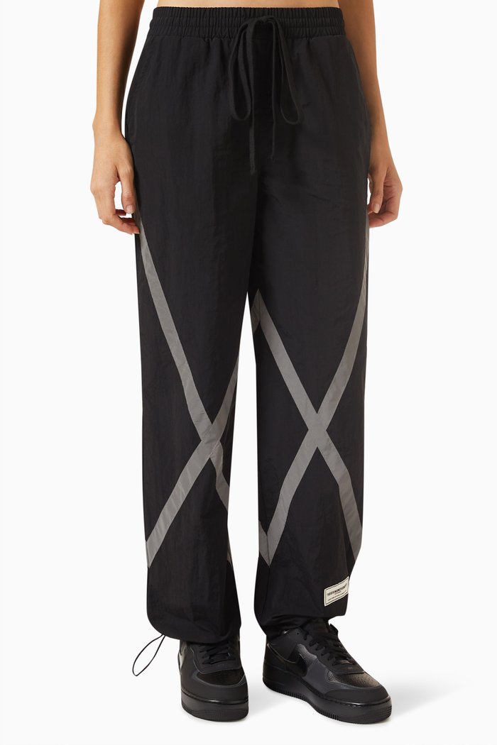 

Wide Reflective Strips Pants in Re-Shell100©, Black