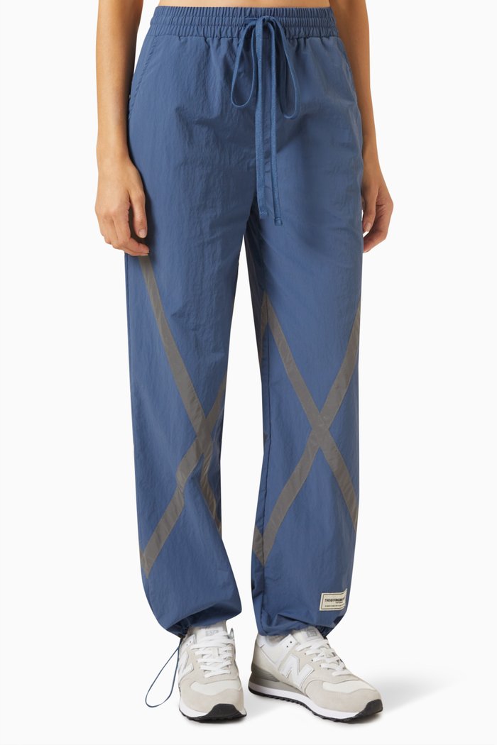 

Wide Reflective Strips Pants in Re-Shell100©, Blue
