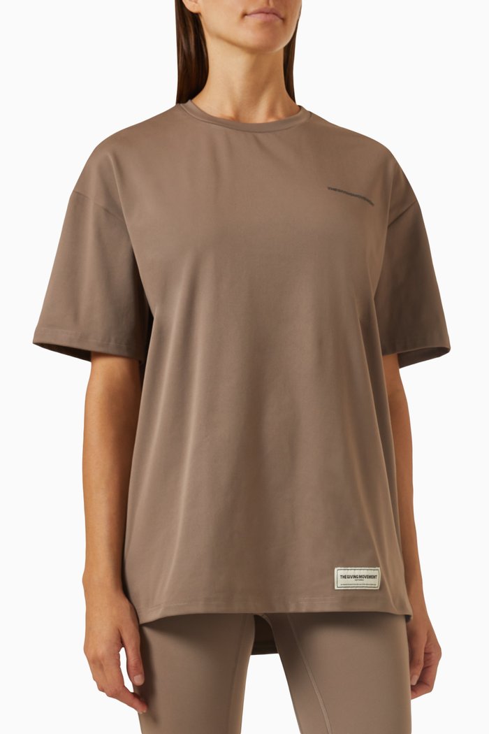 

Global-print Oversized T-shirt in Softskin100©, Neutral