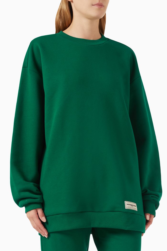 

Oversized Sweatshirt in Organic-cotton Blend, Green