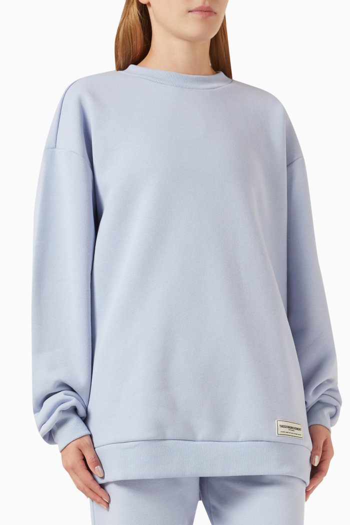 Oversized Sweatshirt in Organic-cotton Blend, Blue