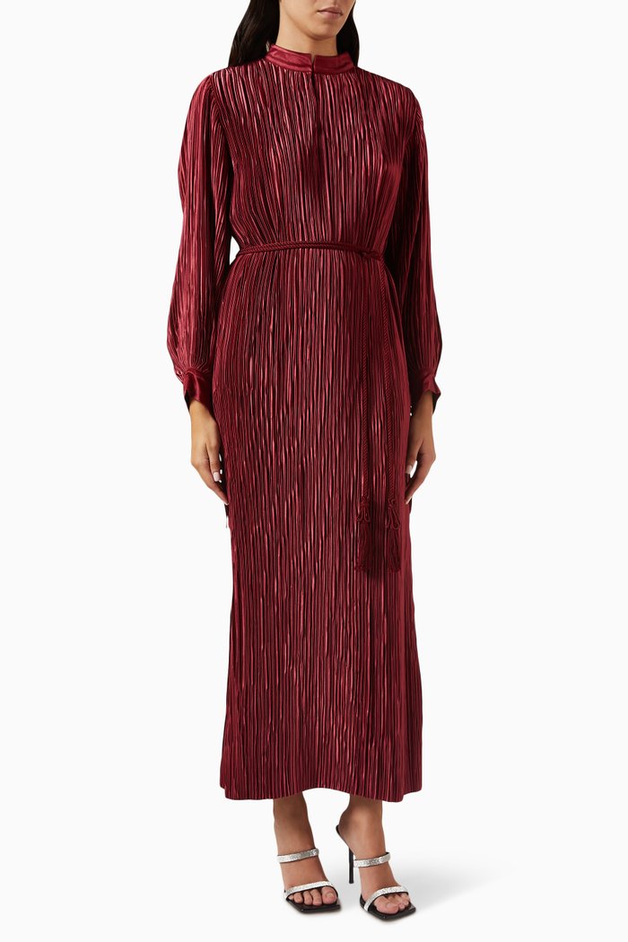 

Belted Kaftan in Silk-plissé, Red