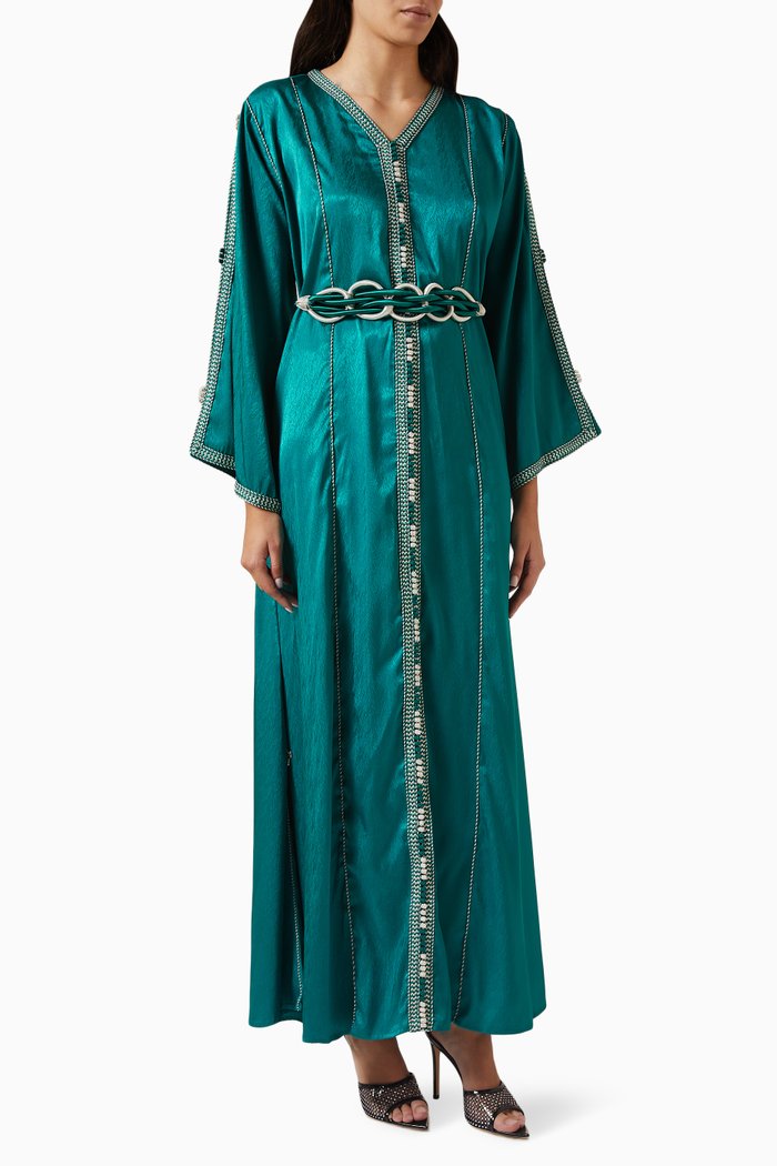 

Belted Moroccan Kaftan Dress, Blue