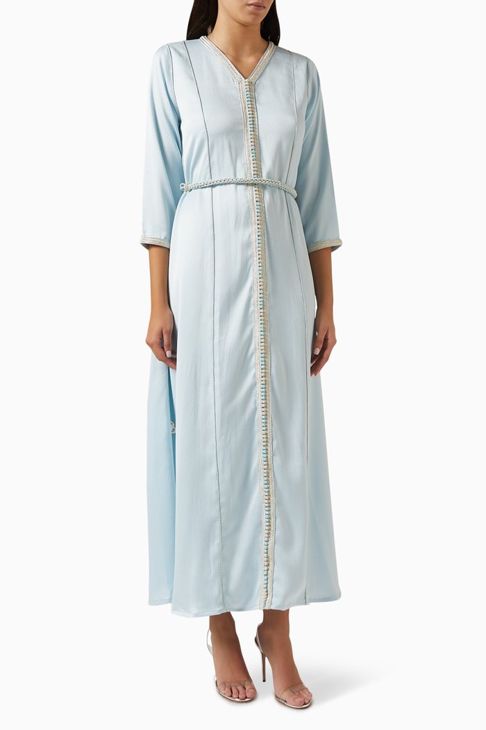 

Belted Moroccan Kaftan Dress, Blue