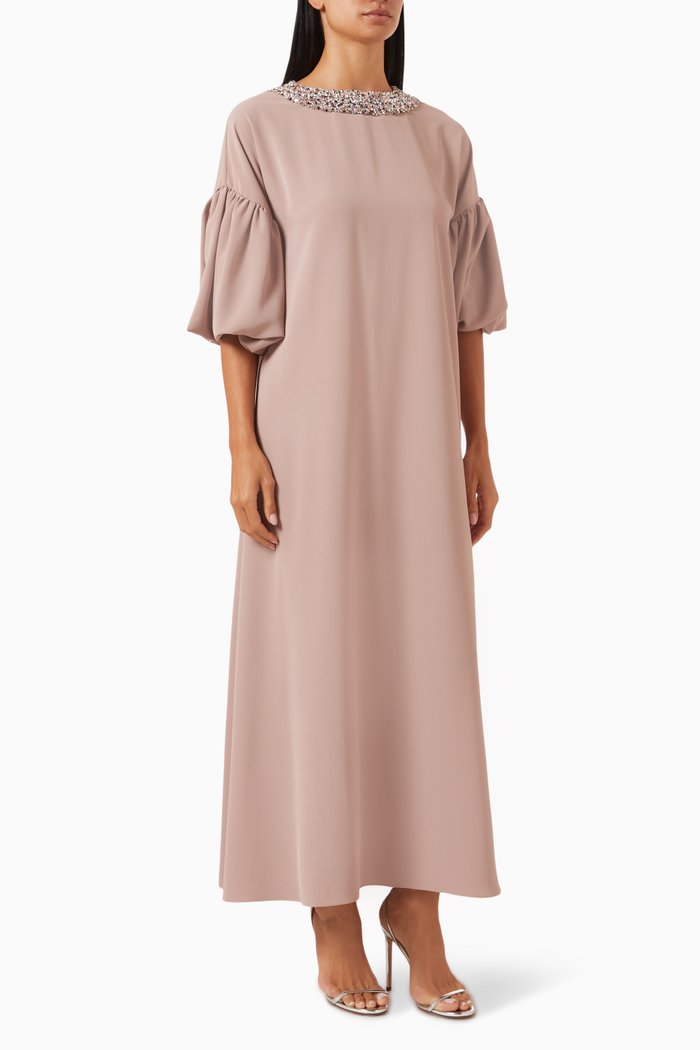 Embellished Maxi Dress, Neutral