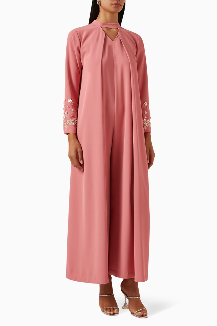

Sequin Embellished Cut-out Jumpsuit in Crepe, Pink