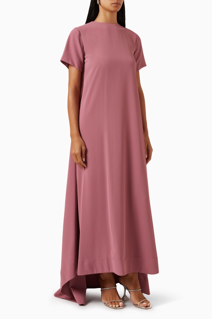 

Pleated Trail Dress in Crepe, Pink