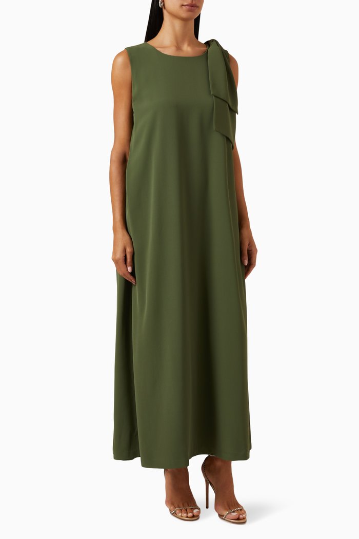

Double Bow Dress in Crepe, Green