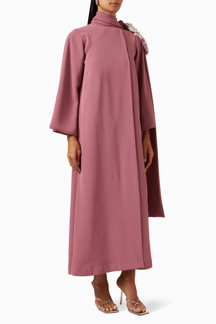 

Embellished Scarf Bow Dress in Crepe, Pink